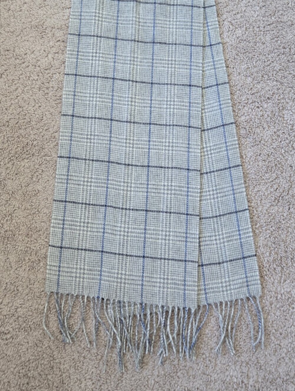 Enzo Mantovani Mens 100% Cashmere Scarf 12x60 in Fringe Light Grey Blue Luxery - Picture 13 of 13
